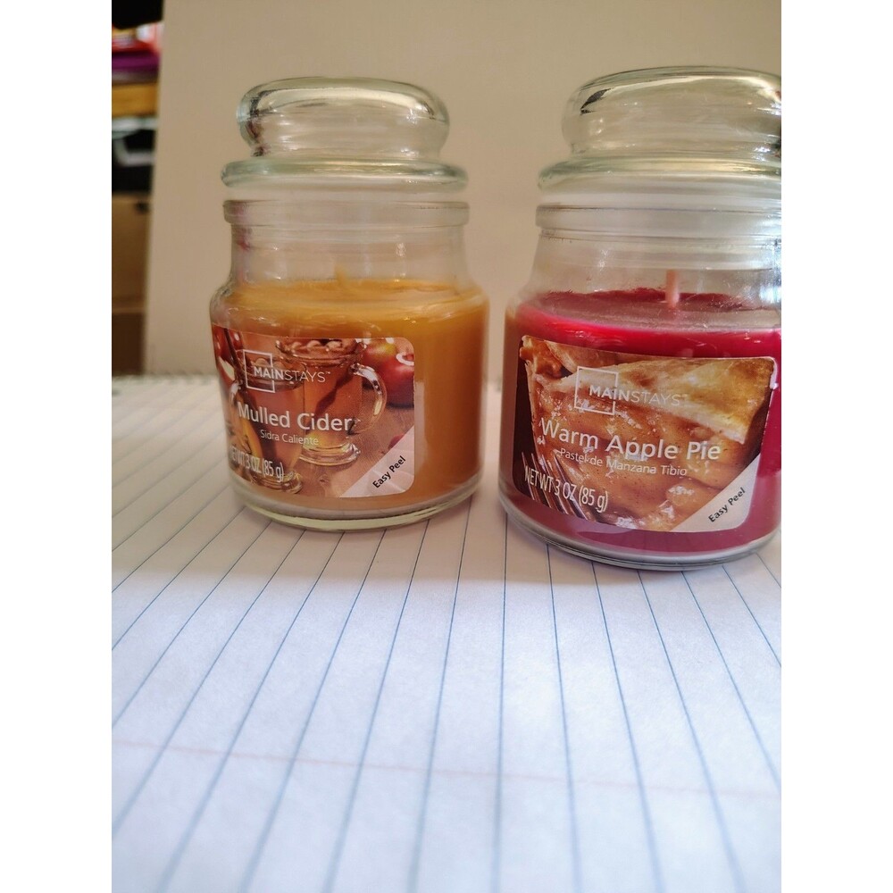 Mainstays Mini Candles Mulled Cider Apple Pie Set of 2  New  3.5" High 3 Oz